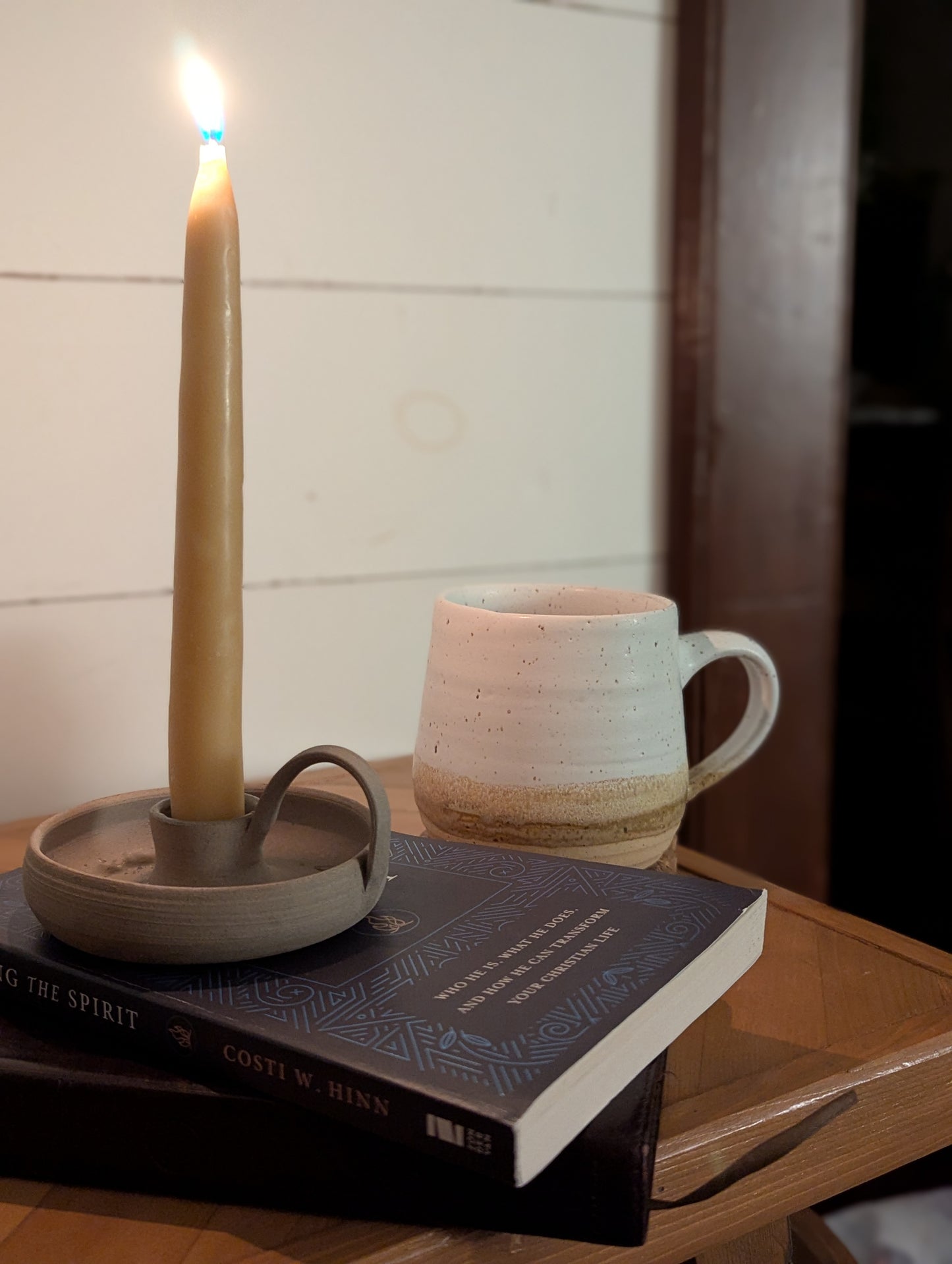 Florence Taper Candle Holder - Natural Grey