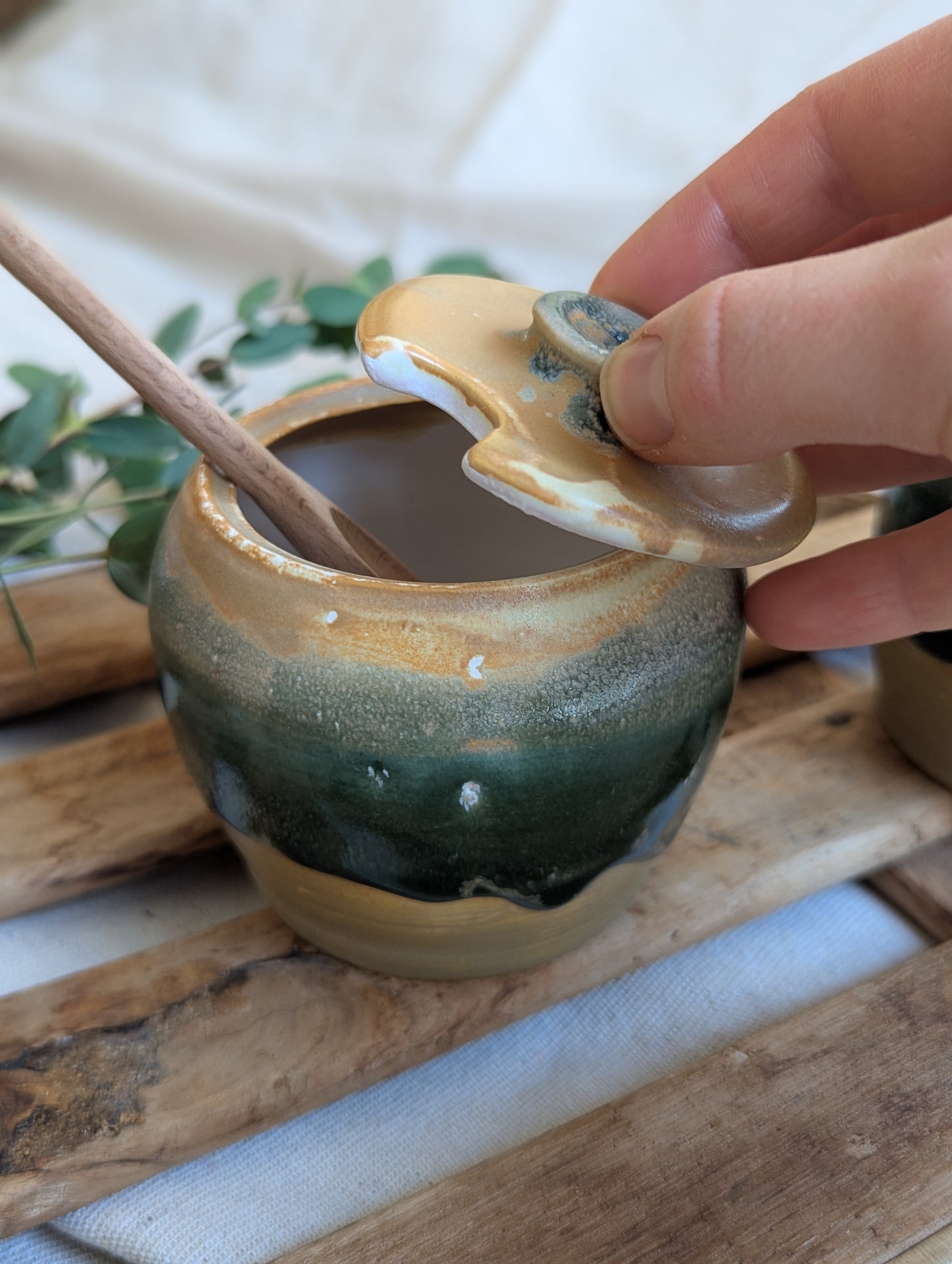 Cream and Sugar Set - Green & Toshi Brown Combo