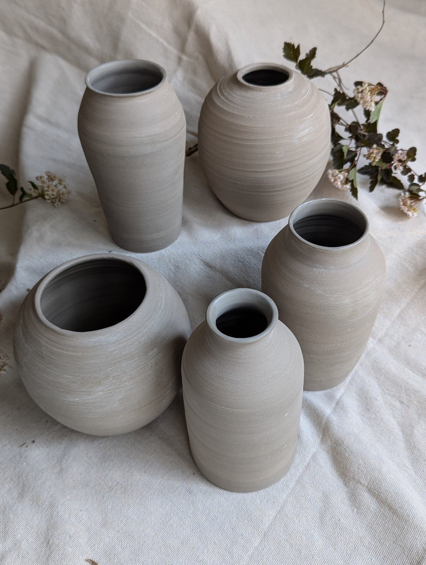 Bare Clay Grey Bud Vases