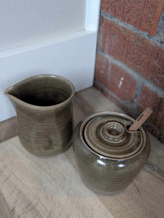 Cream and Sugar Set - Olive Green