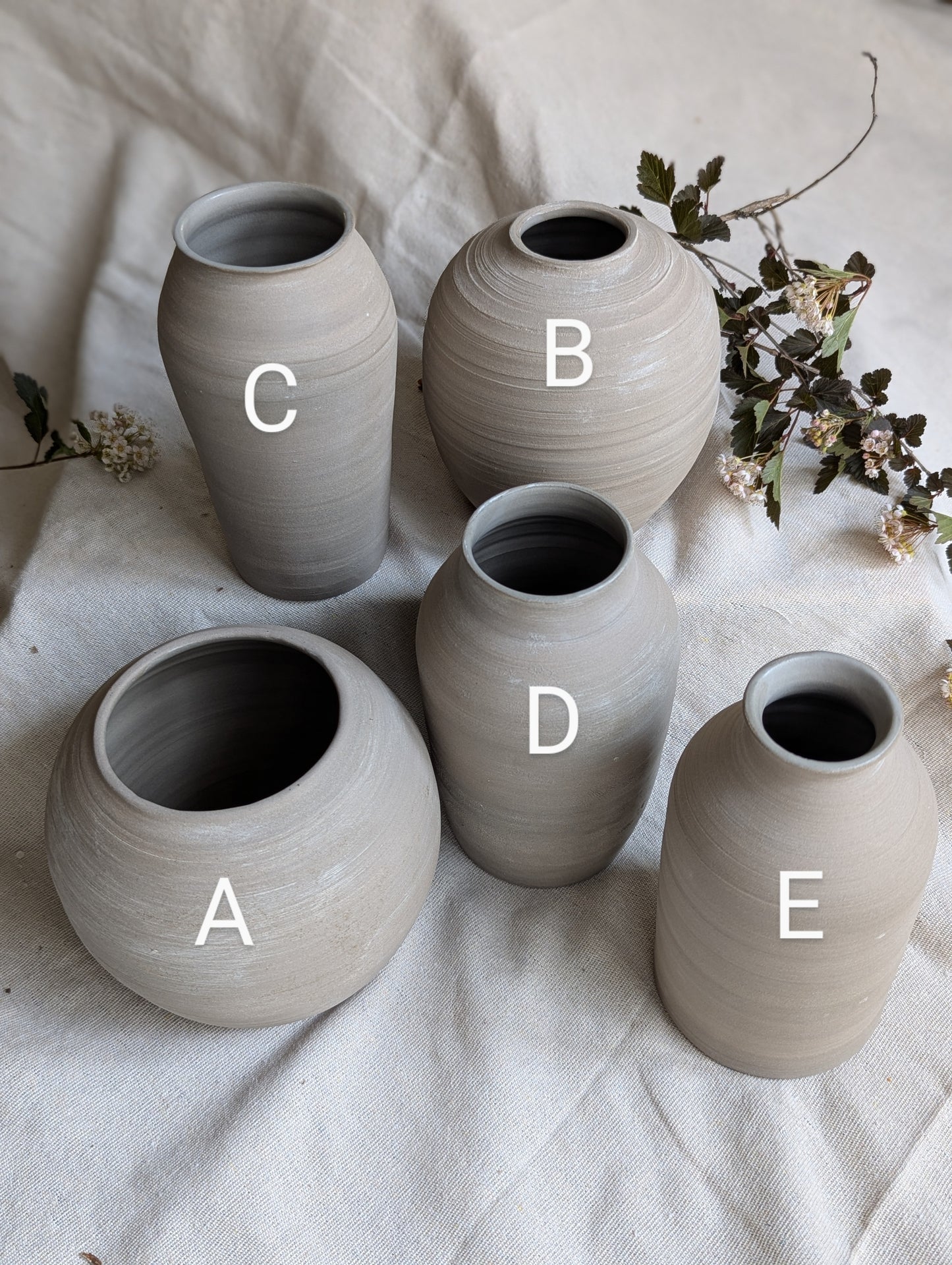 Bare Clay Grey Bud Vases